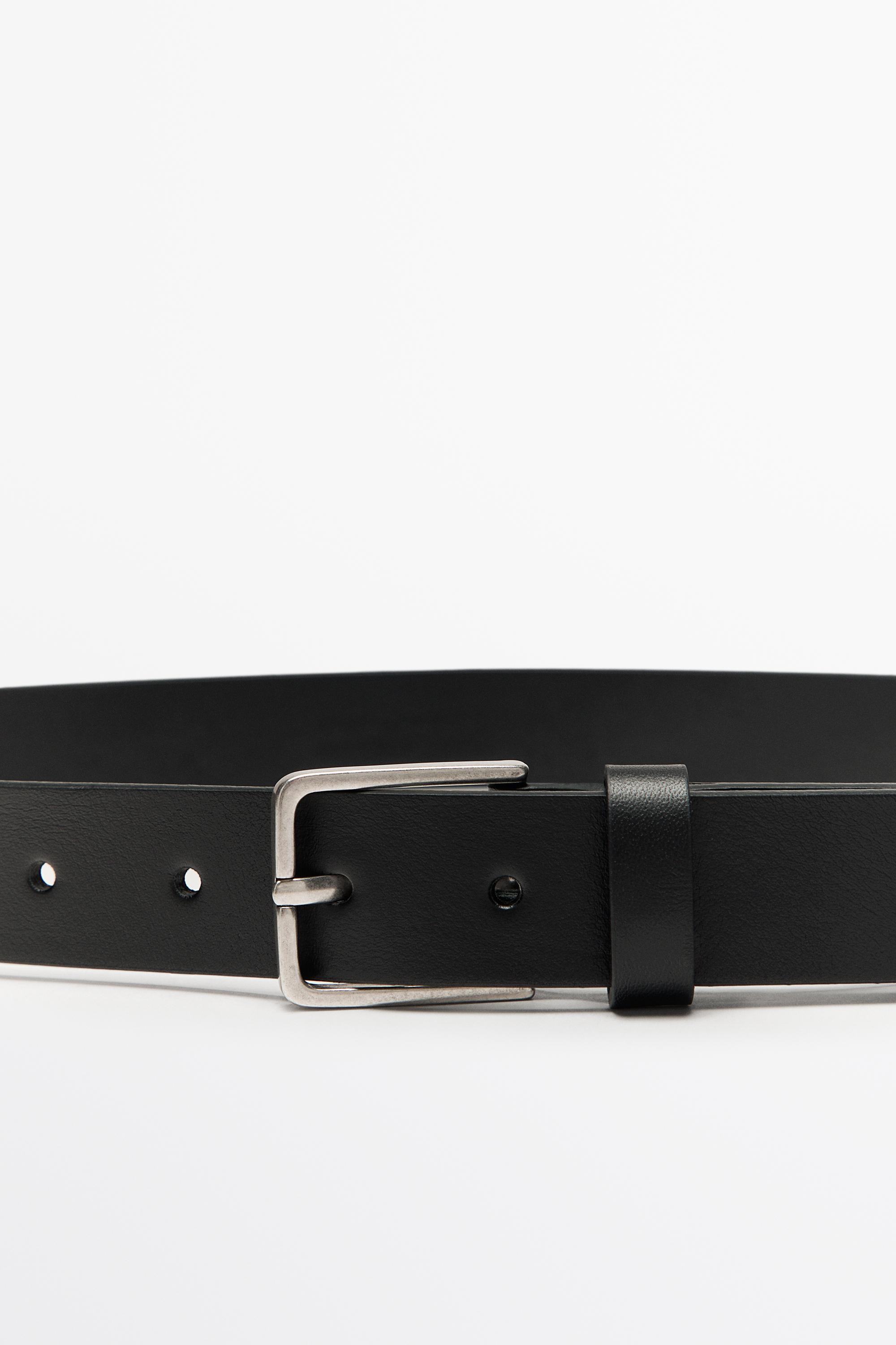 Nappa leather belt with rectangular buckle | Massimo Dutti UK