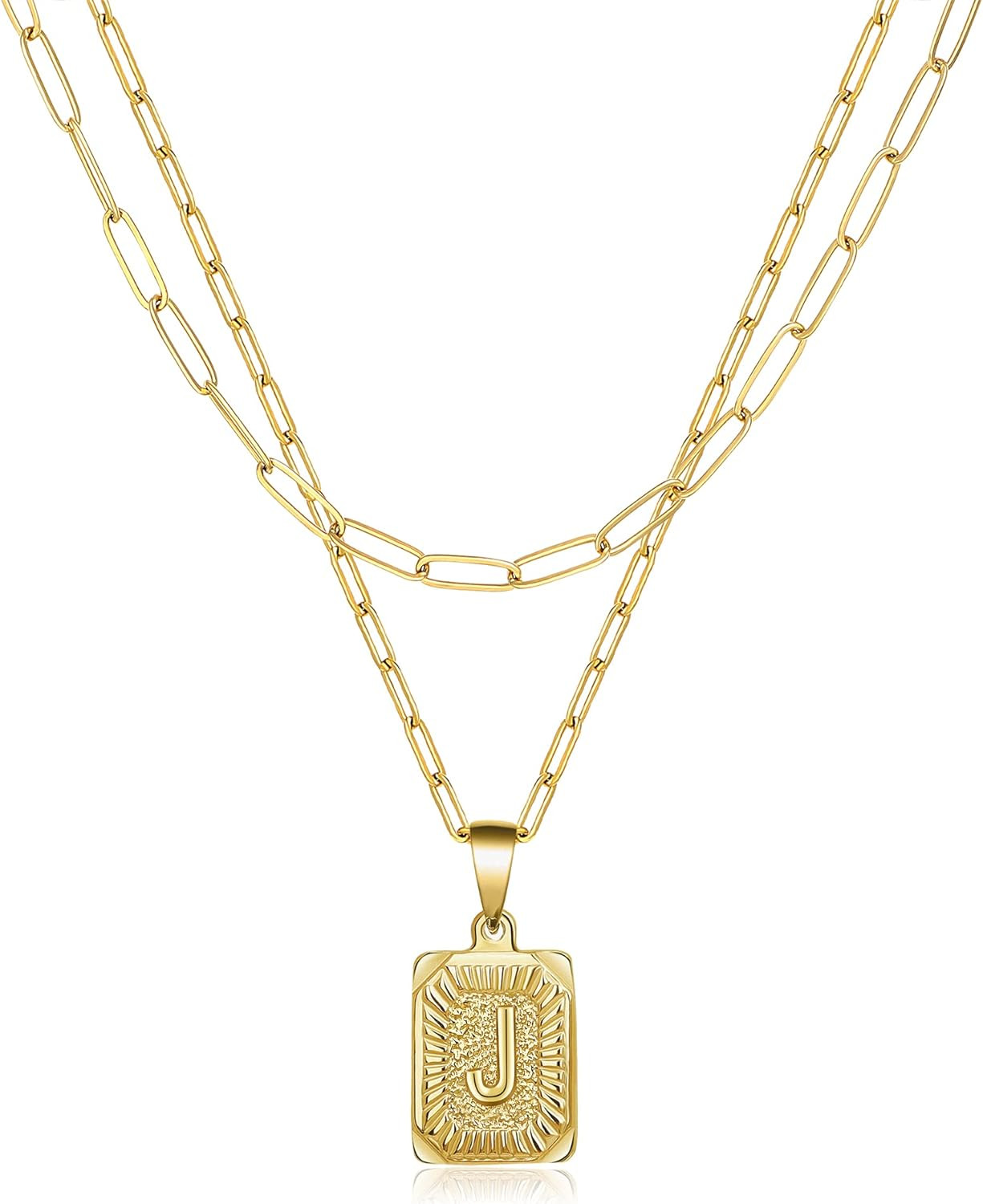 Layered Initial Gold Letter Necklaces for Women Dainty Trendy Layering Paperclip Gold Planted Sta... | Amazon (US)