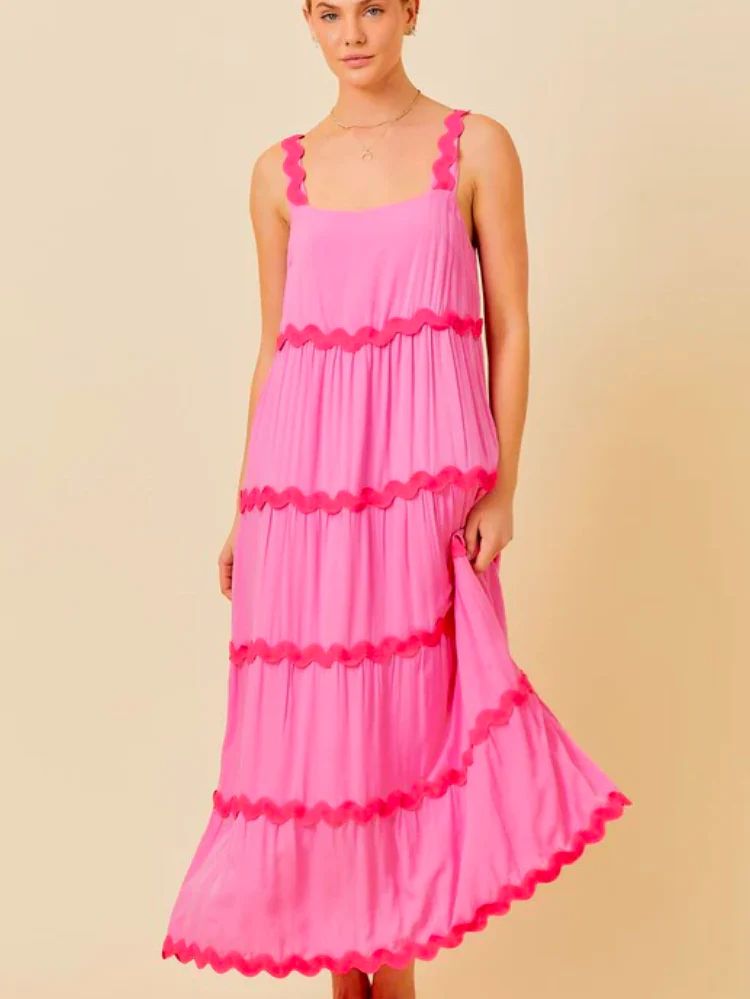 Coco Pink Ric Rac Maxi Dress | Confête