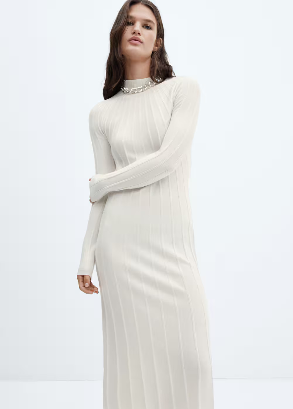 Perkins-neck ribbed dress -  Women | Mango USA | MANGO (US)