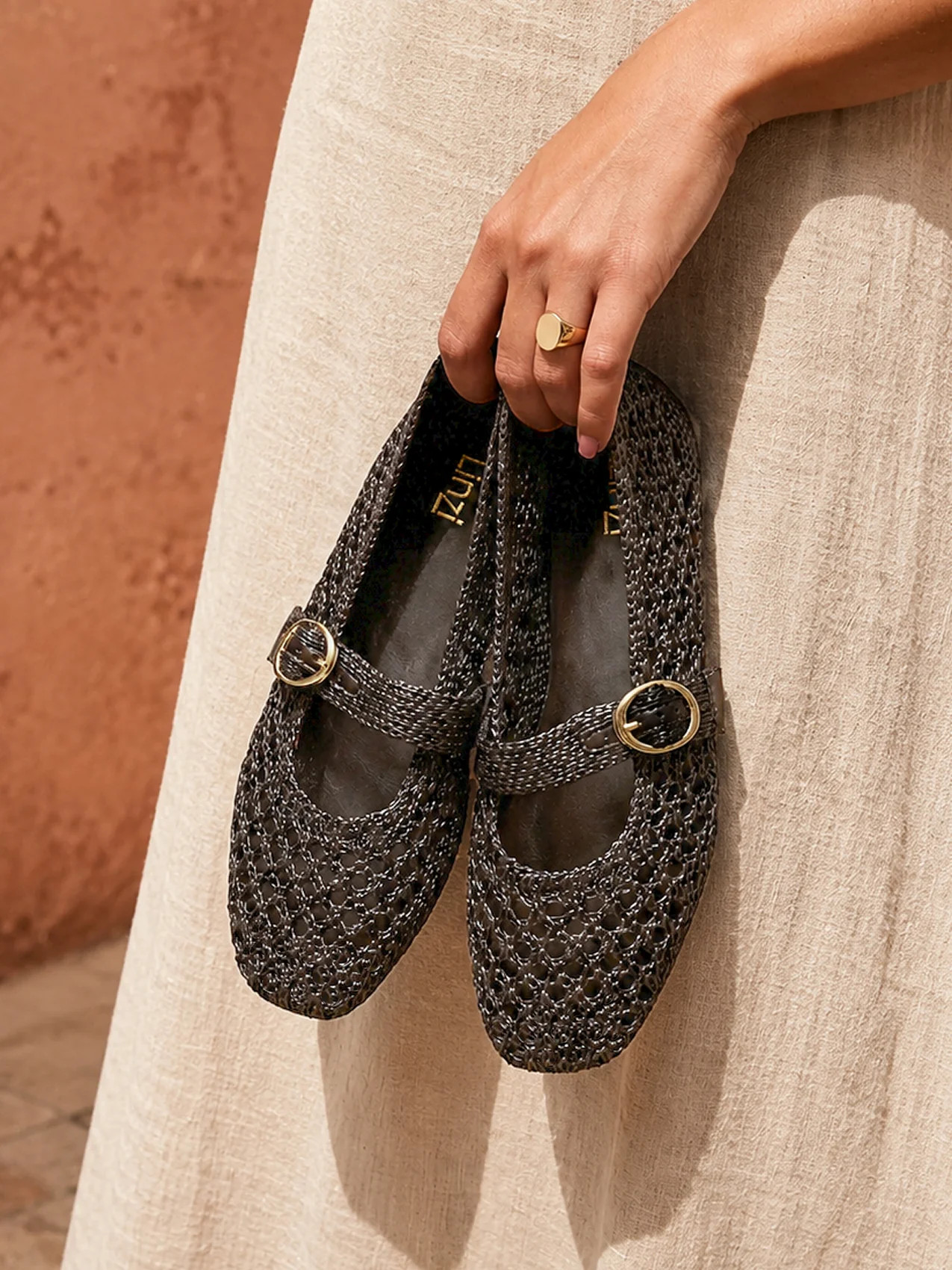 Verona Brown Handwoven Mary Jane Pumps | Linzi Shoes