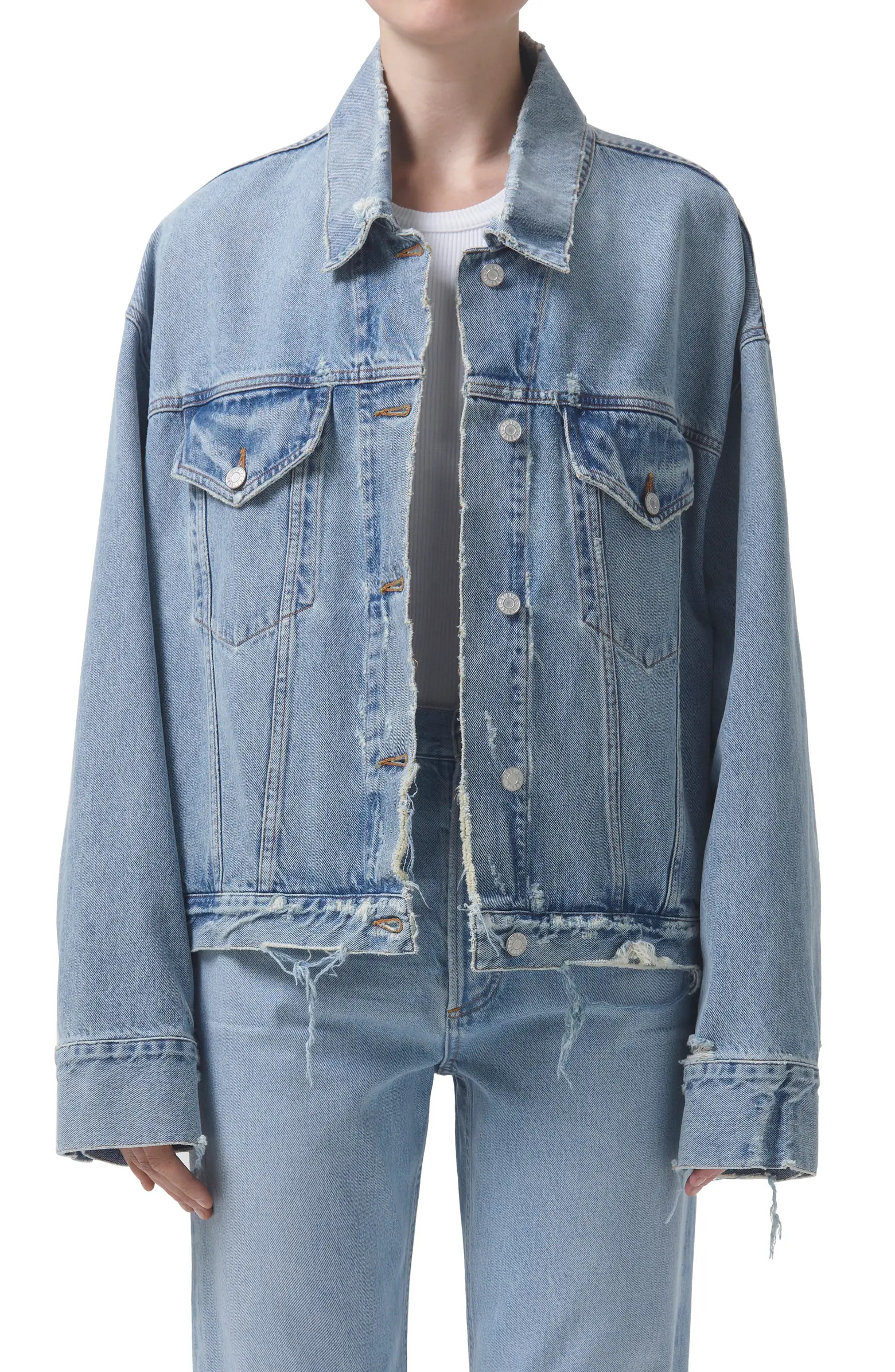 AGOLDE Martika Frayed Oversize Denim Jacket | Nordstrom | Nordstrom