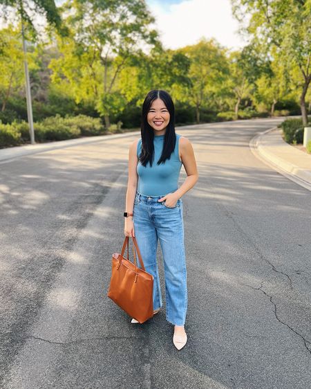 Light blue top (XS/S)
Blue mock neck top
High waisted straight jeans (4P)
Brown tote bag
Beige mule slides
Smart casual outfit
Casual spring outfit
Ann Taylor outfit
Petite outfit

#LTKfindsunder100 #LTKworkwear #LTKSeasonal