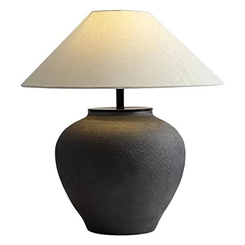 CEKUXPS Rustic Farmhouse Table Lamps, Black 21.6” Tall Ceramic Table Lamp, Simple Textured Cera... | Amazon (US)