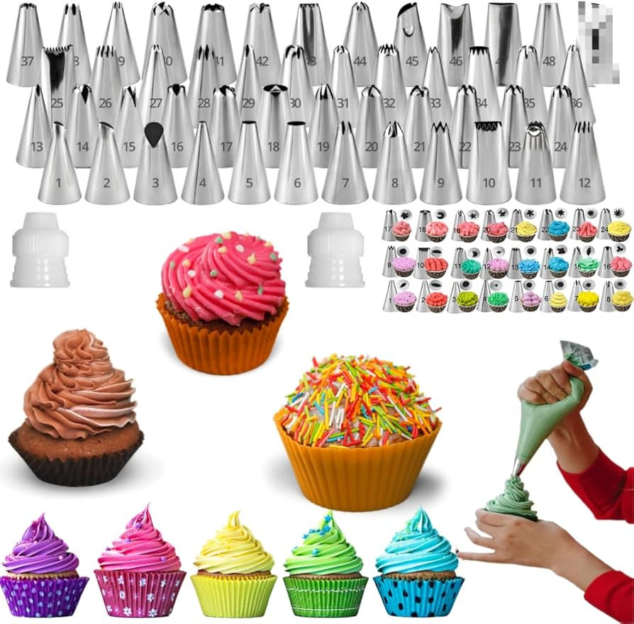 Icing Piping Tips Set,Stainless Steel Frosting Piping Kit,Pastry Cake Decorating Tips Baking Tool... | Amazon (US)