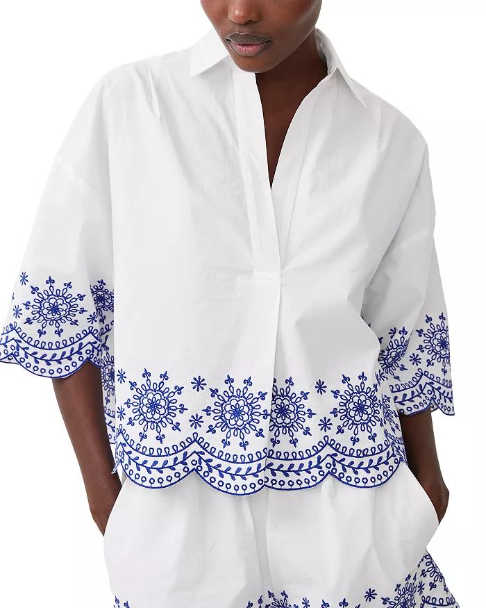 FRENCH CONNECTION Alissa Cotton Embroidered Top Women - Bloomingdale's | Bloomingdale's (US)