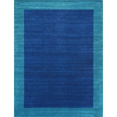 No Pattern and Not Solid Color Handmade Rectangle 5' x 7' Wool/Silk/Cotton Area Rug in Blue/Green | Wayfair North America
