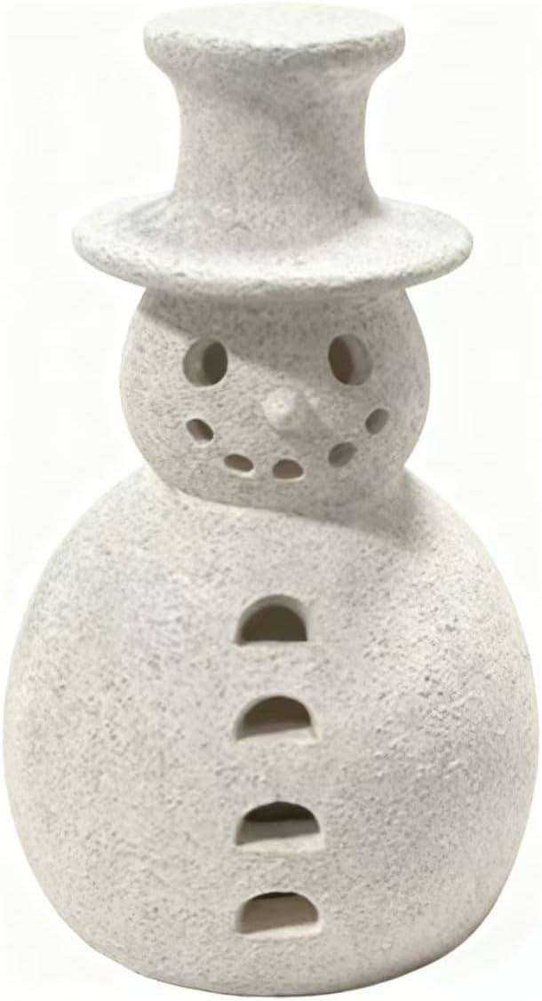 Terracotta-Style Snowman Decor - Christmas Handmade Resin Figurines, Winter Holiday Table Ornaments, Rustic Minimalist Style for Home Indoor & Covered Outdoor (15cm) | Amazon (US)