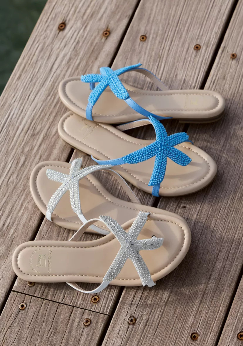 Sewing Down South x Crown & Ivy™ Sunchaser Beaded Starfish Thong Sandals | Belk