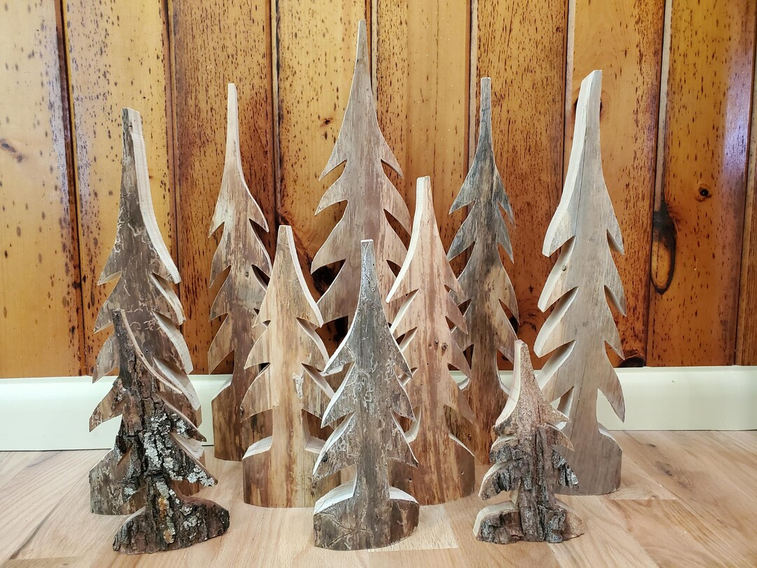 Hand Cut Rustic Wood Pine Trees - Etsy | Etsy (US)