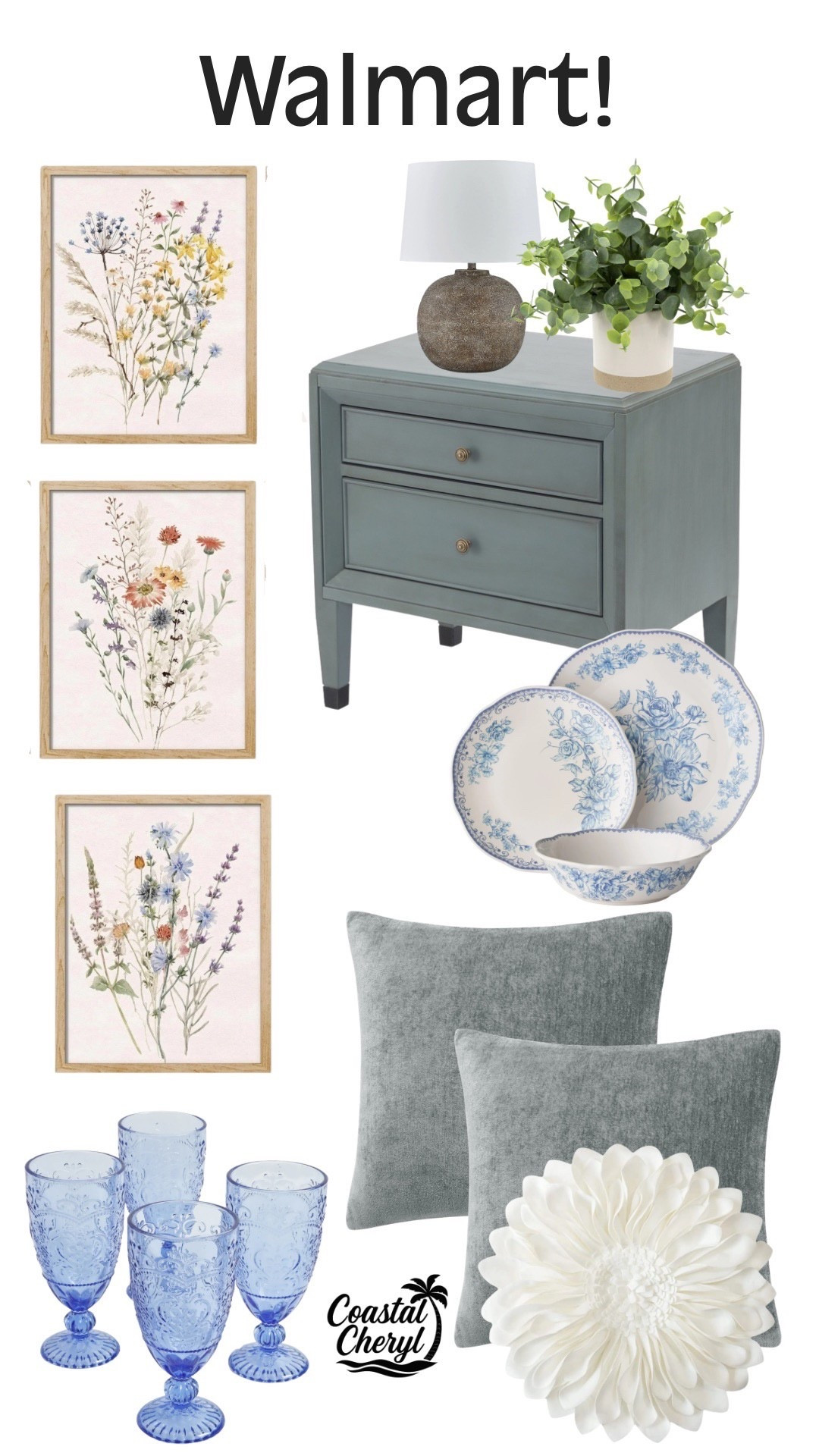 Pretty home finds including these beautiful wildflowers canvas prints from Walmart! #walmart #homedecor #pioneerwoman #furniture 