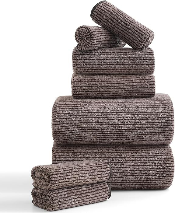 8-Piece Premium Towel Set for Bathroom|2 Oversized Large Bath Sheet,2 Hand Towels,4 Washcloths|So... | Amazon (US)
