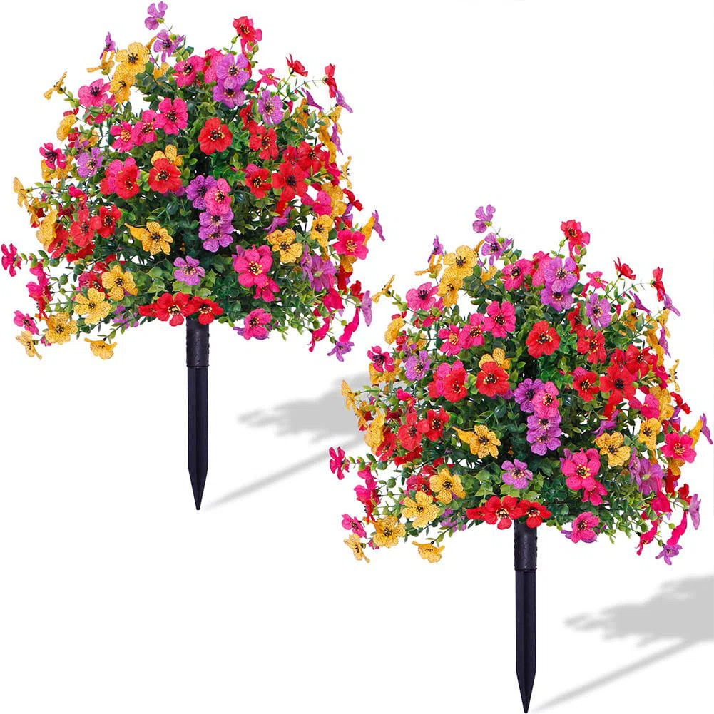 2Pcs Artificial Flowers for Outdoors with Ground Spike and Uv Resistant | Wayfair North America