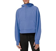 LASLULU Womens Hoodies Fleece Lined Collar Pullover 1/2 Zipper Sweatshirts Long Sleeve Crop Tops ... | Amazon (US)