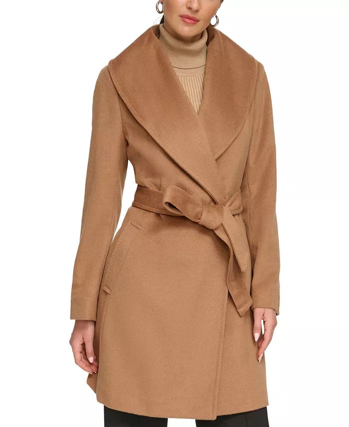 Women's Shawl-Collar Wrap Coat | Macy's