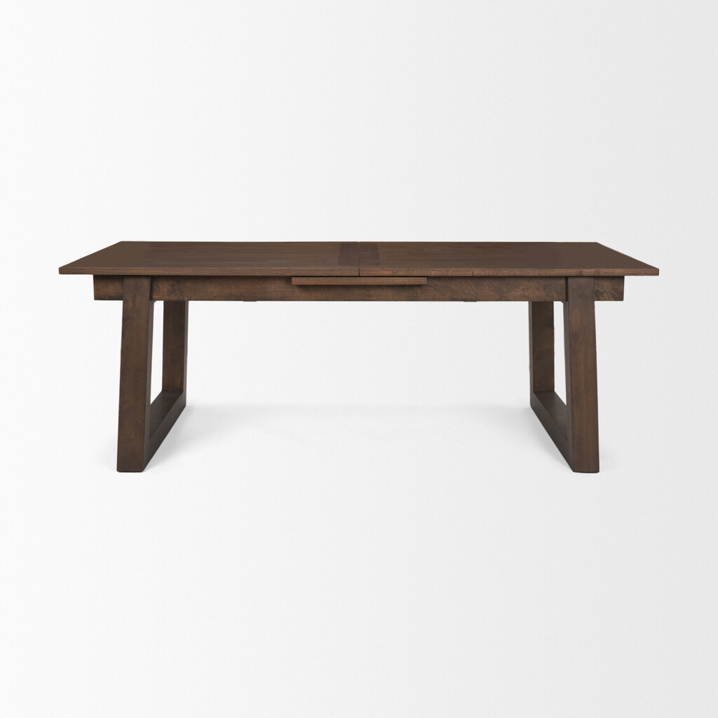 106 Inch Solid Wood Self-Storing Leaf Sled Base Extendable Dining Table In Dark Brown | 1stopbedrooms