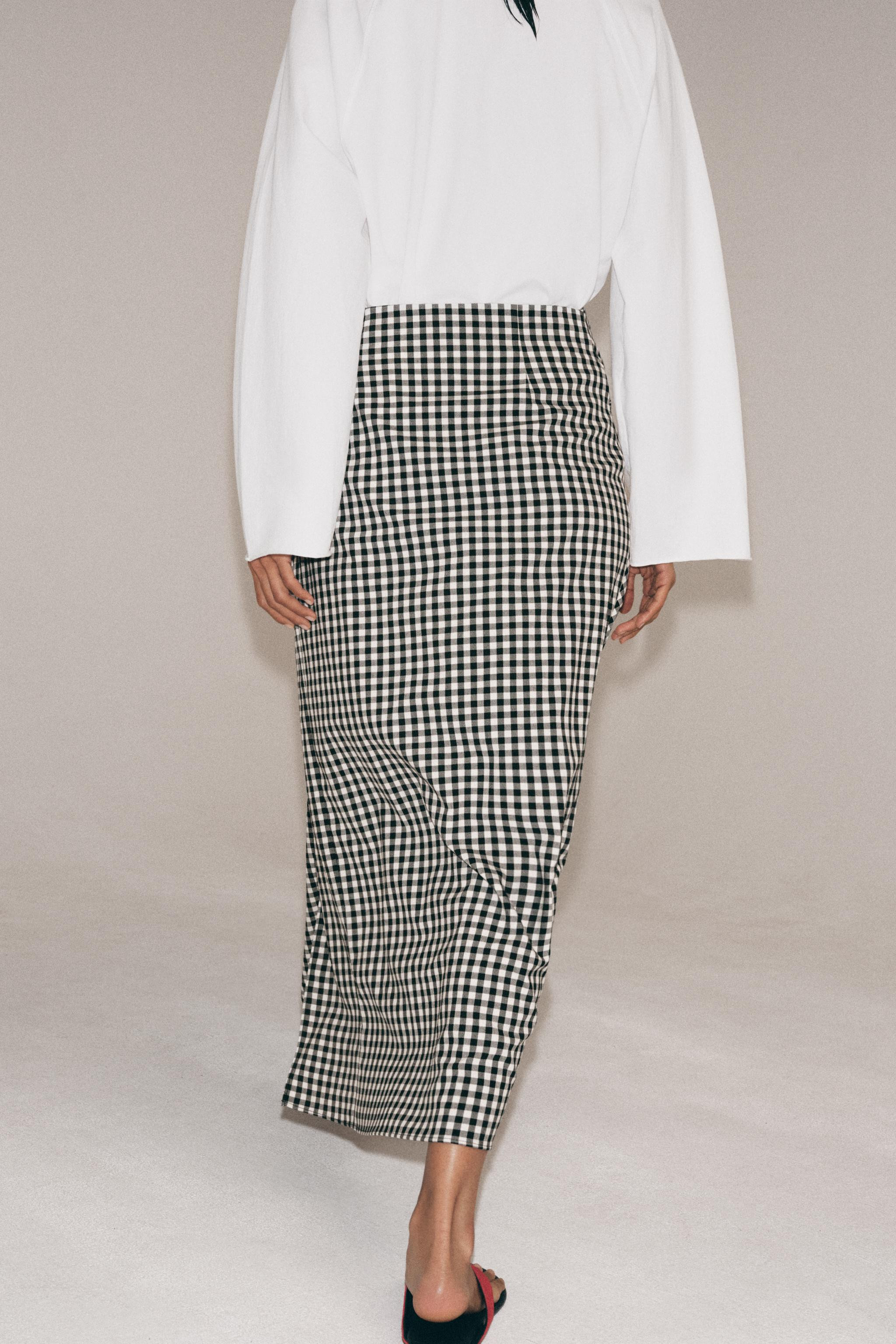 DRAPED GINGHAM SKIRT | Zara US