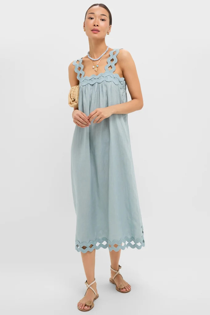 Light Blue Ric Rac Linen Ellis Dress | Tuckernuck (US)