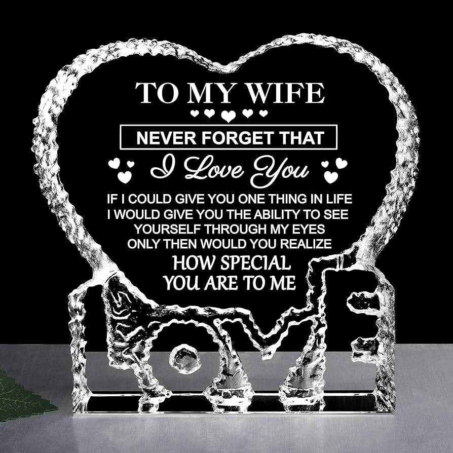 ZHSHWAT Mothers Day Birthday Gifts for Wife， Gifts for Wife from Husband, to My Wife Crystal fr... | Amazon (US)
