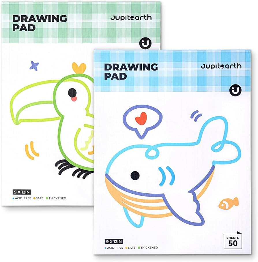 JUPITEARTH Sketch Pads, 2-Pack 50 Sheets 9x12 Inch Drawing Pad, Acid-Free Thickened Glue-Bound Sk... | Amazon (US)
