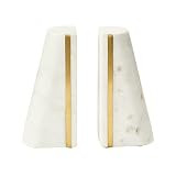 Main + Mesa Geometric Marble Bookends with Brass Inlay, White | Amazon (US)