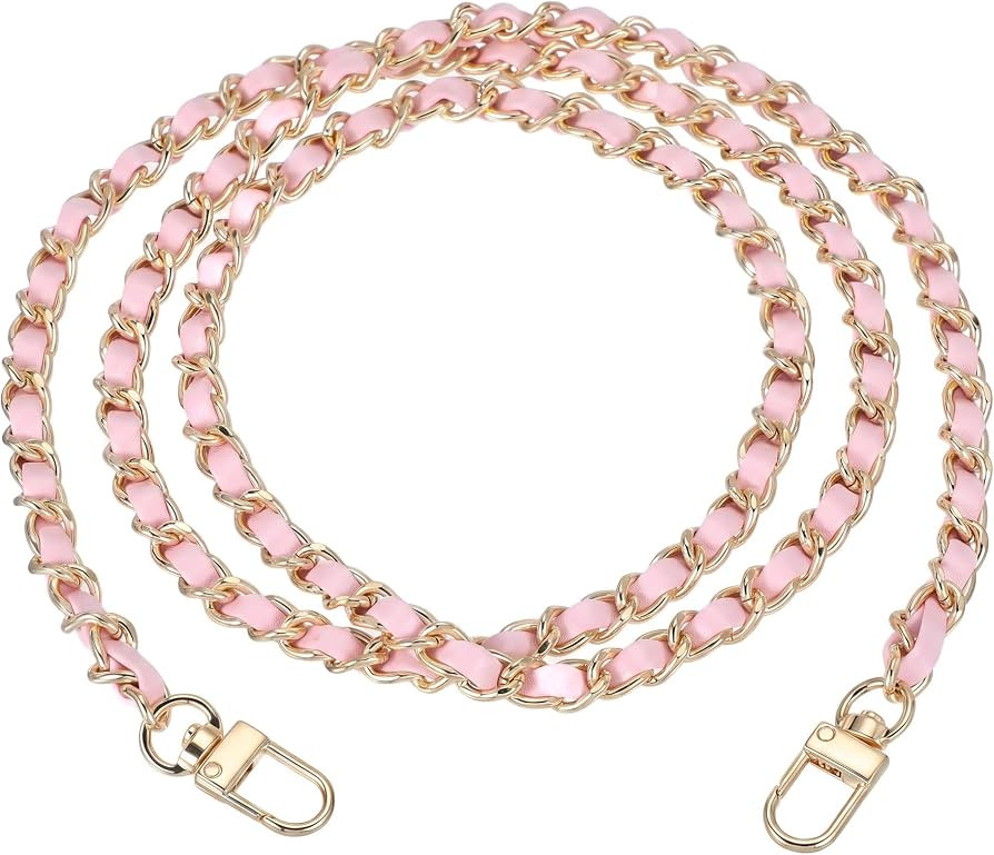 Pink Chain Purse Strap Replacement, 47 Inch PU Leather Handbag Chain Strap with Zinc Alloy Clasps... | Amazon (US)