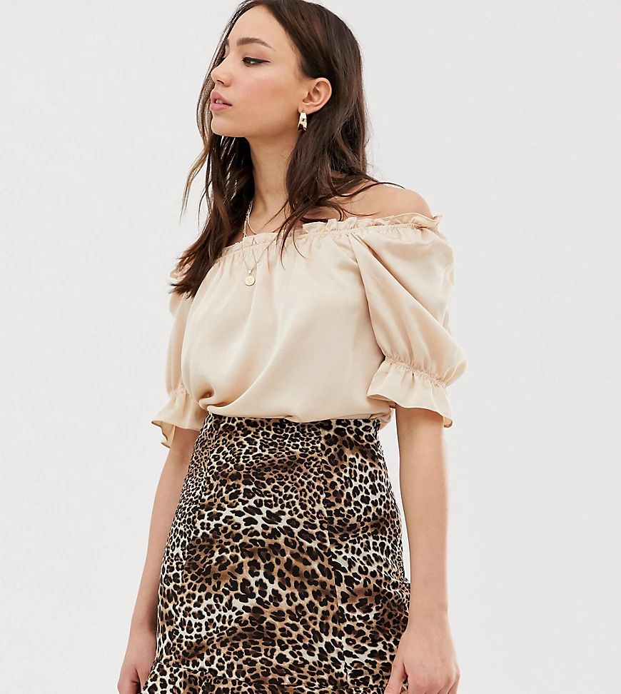 Glamorous Tall blouse with puff sleeves-Beige | ASOS (Global)