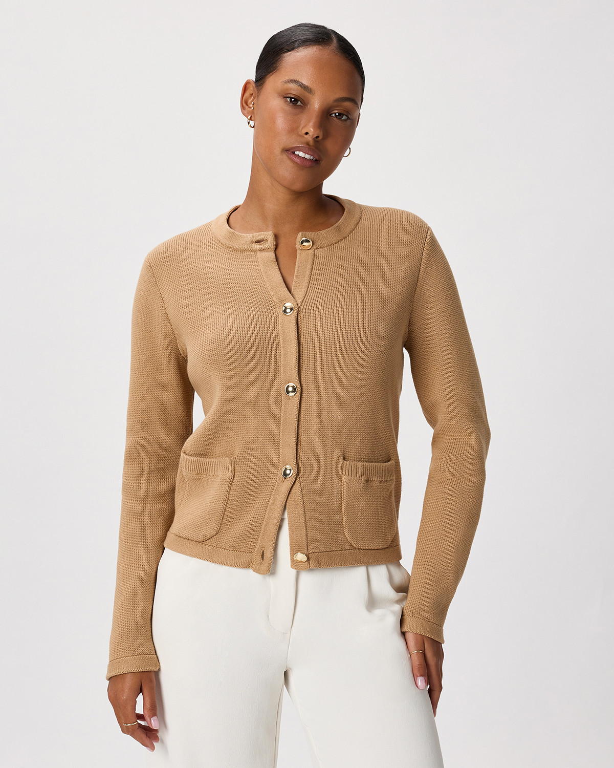 Quince | Women's Sweater Jacket in Camel, Size Large, Organic Cotton | Quince