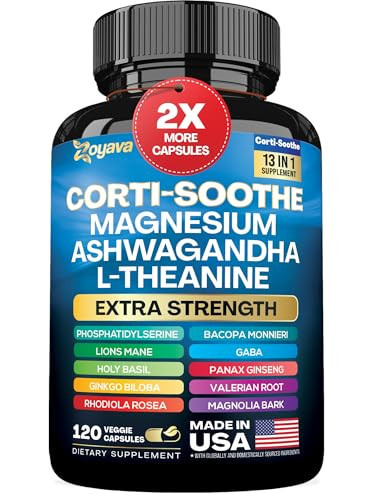Cortisol Supplement Magnesium Glycinate 200mg L-Theanine 150mg Ashwagandha 150mg Phosphatidylserine 50mg & Cortisol Manager Lions Mane Holy Basil Ginkgo Biloba Bacopa Monnieri Valerian Root (120 Caps) | Amazon (US)