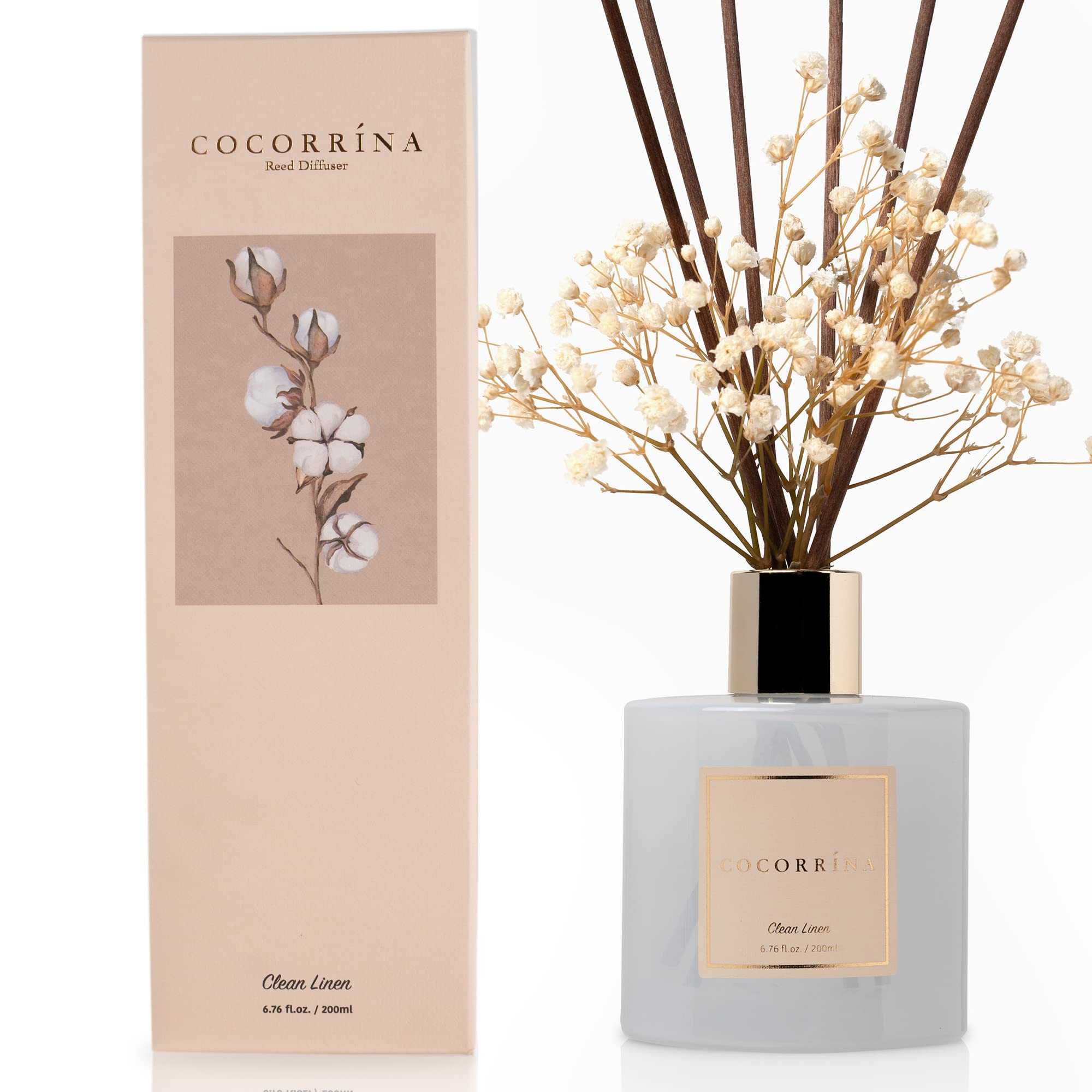 Cocorrína Reed Diffuser Set, 6.7 oz Clean Linen Scented Diffuser with Sticks Home Fragrance Reed... | Amazon (US)