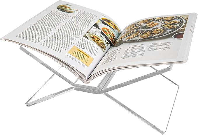 FEMELI Clear Acrylic Book Holder, 11" x 7" x 6" Transparent Sturdy Book Reading Stand for Open an... | Amazon (US)