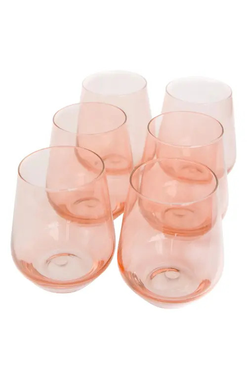 Estelle Colored Glass Set of 6 Stemless Wineglasses in Blush Pink at Nordstrom | Nordstrom