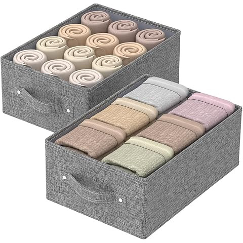 Linen Folding Storage Bins, 3 Pack Large Storage Baskets, Washable, Clothing Storage Bin with Ha... | Amazon (US)