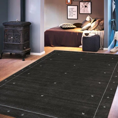 Gramercy Hand-Loomed Bamboo Silk & Wool Charcoal/Silver Area Rug | Wayfair North America