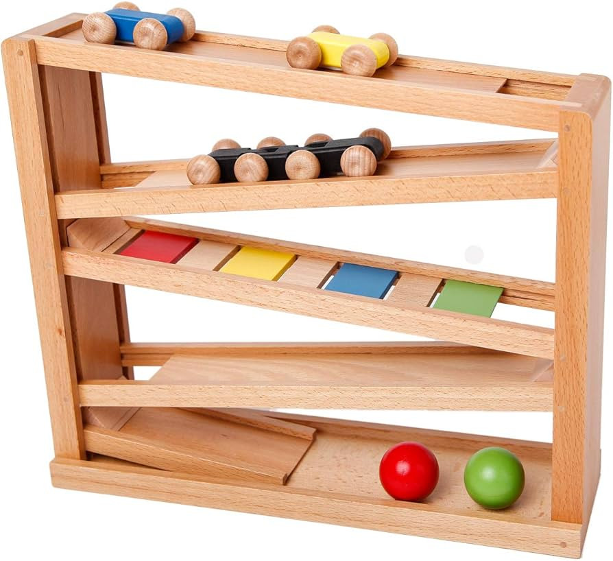 Wooden Ramp Racer. Race Track for Toddlers and 3 Wood Cars and 2 Balls,Toddler Toys for 1 2 3 Yea... | Amazon (US)