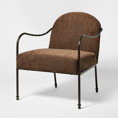 Twisted Metal Upholstered Accent Chair Chocolate Brown - Threshold designed with Studio McGee™ | Target