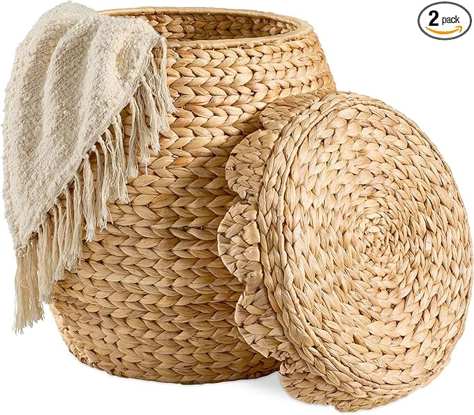 Best Choice Products Scalloped Multipurpose Hyacinth Storage Basket, Plant Décor, Handwoven Orga... | Amazon (US)