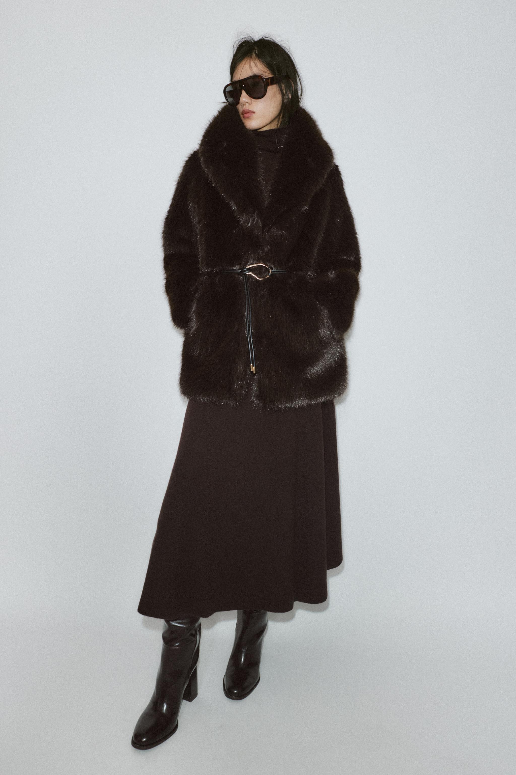 FAUX FUR BELTED COAT | Zara US
