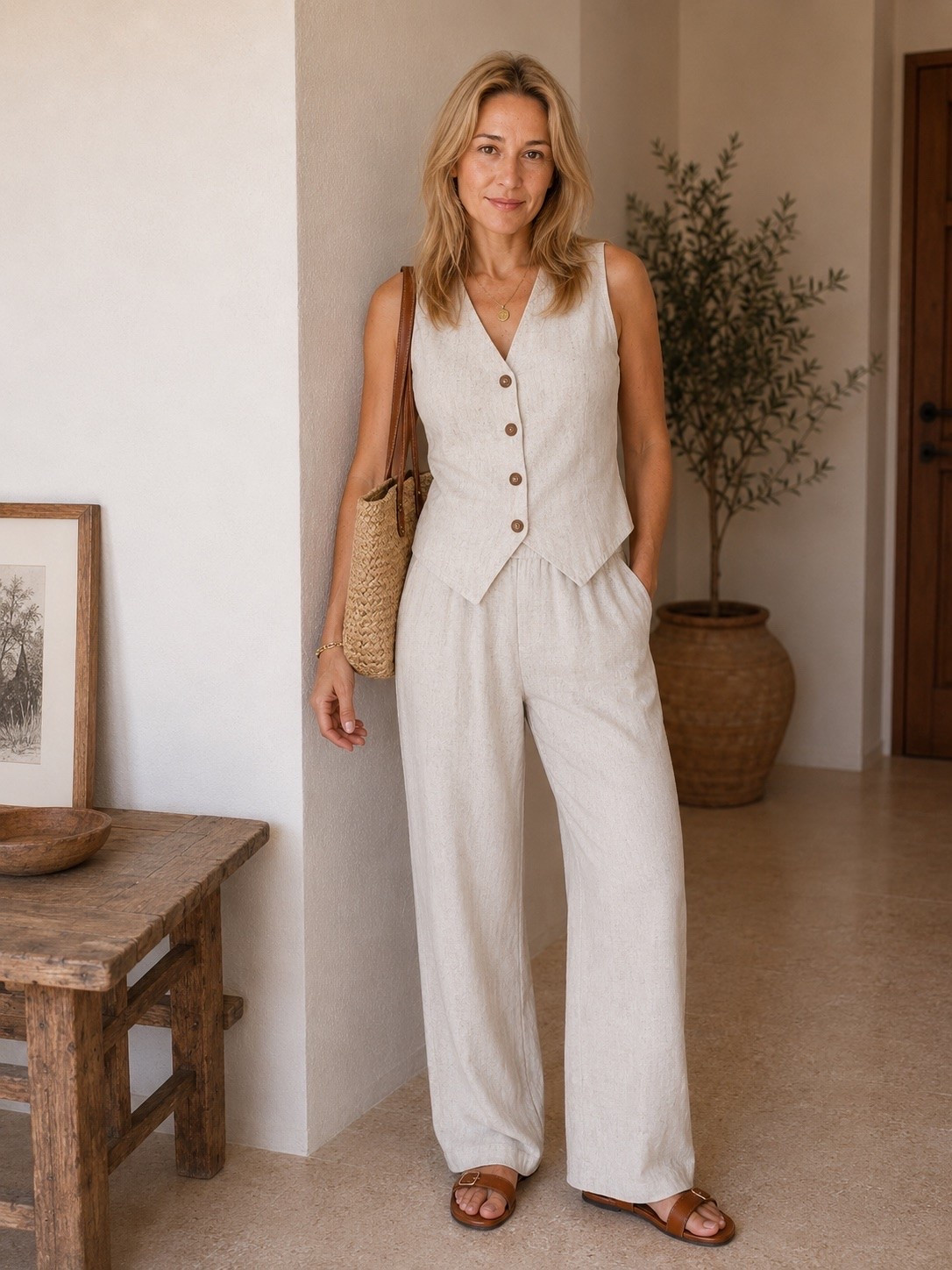 Expensive-looking without the designer price tag. This linen set from Amazon is one of those versatile pieces you'll wear for all summer long. Pair it with a woven straw bag and minimalist leather sandals for an effortlessly polished look that feels timeless, elevated, and quietly luxurious. #QuietLuxury #ElevatedBasics #MinimalStyle #AmazonFashion #SummerCapsule #NeutralOutfit #LTKStyle

#LTKootd #LTKTravel #LTKSeasonal