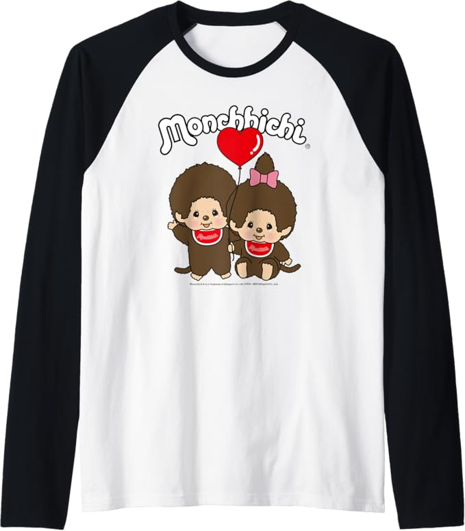Monchhichi Valentine's Day Cute Little Fluffy Twins Raglan Baseball Tee | Amazon (US)