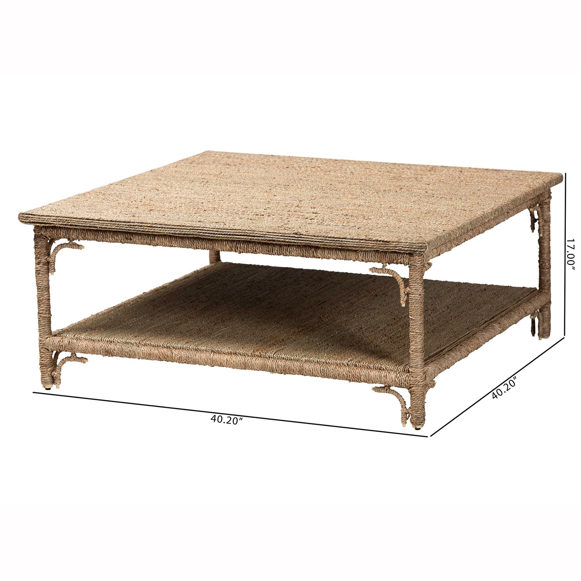 bali & pari Ganit Handwoven Seagrass Coffee Table - Square Center Table with Wrapped Frame and Lo... | Amazon (US)