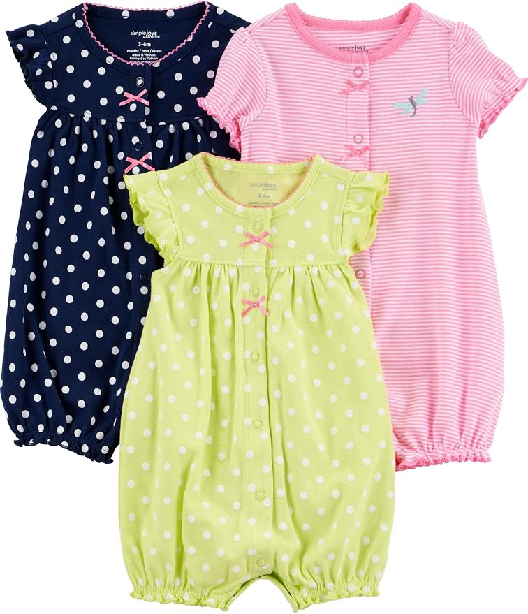 Simple Joys by Carter's Baby Boys 3 pack Snap up Rompers | Amazon (US)