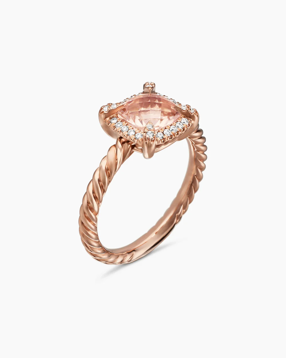 David Yurman | Petite Chatelaine Pavé Bezel Ring in 18K Rose Gold, 7mm | David Yurman
