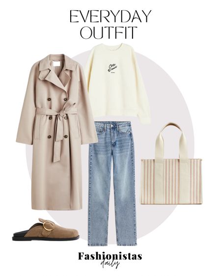 Neautral outfit 🤍

Trenchcoat, sweater, straight jeans, shopper and clogs

#LTKstyletip #LTKfit