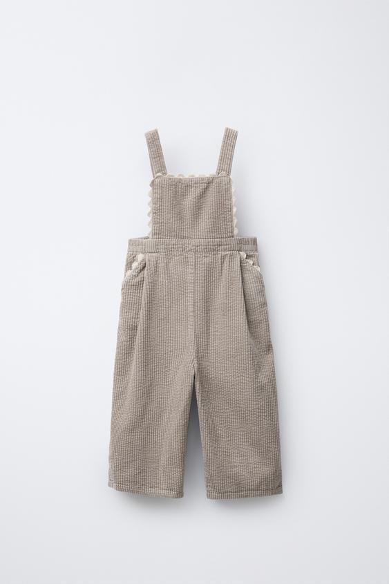 LONG CORDUROY OVERALLS WITH RICKRACK TRIM | Zara US