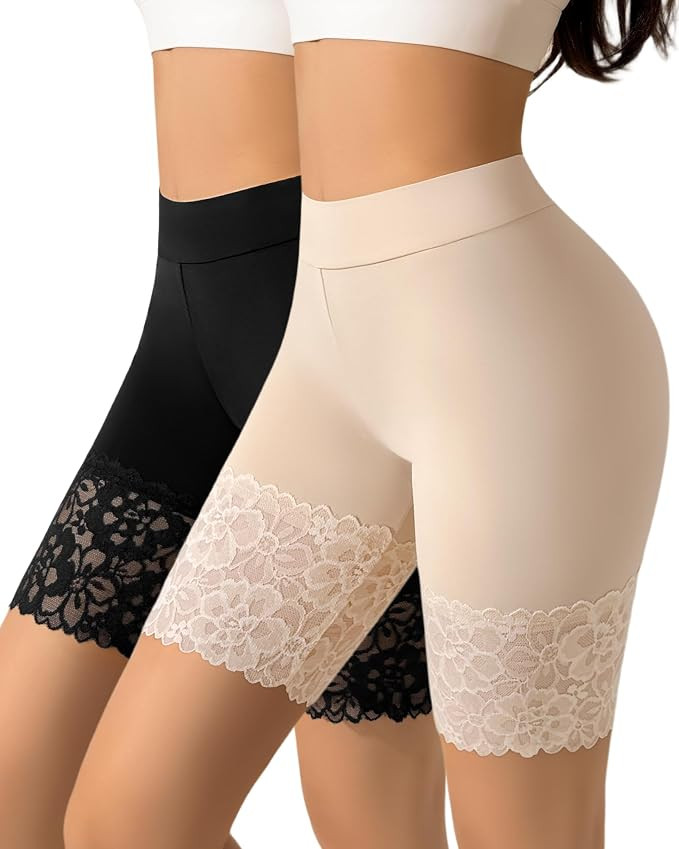 J-pone Slip Shorts for Under Dresses Smooth Anti-Chafing Lace Shorts for Women Boyshorts Seamless... | Amazon (US)