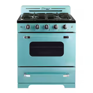 Classic Retro 30 in. 3.9 cu. ft. Retro Gas Range with Convection Oven in Ocean Mist Turquoise | The Home Depot