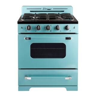 Classic Retro 30 in. 3.9 cu. ft. Retro Gas Range with Convection Oven in Ocean Mist Turquoise | The Home Depot