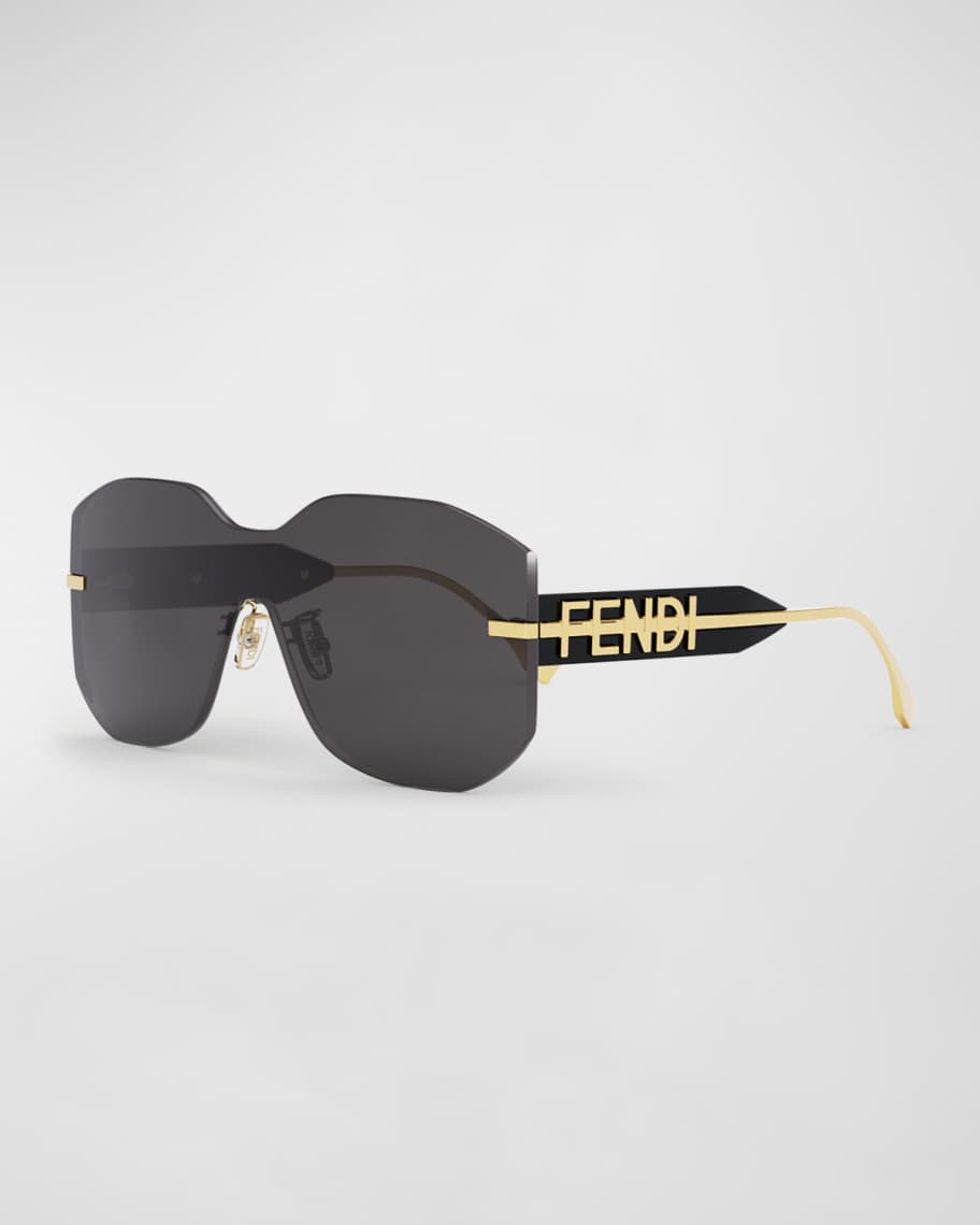 Fendi Rectangular Metal Shield Sunglasses | Neiman Marcus