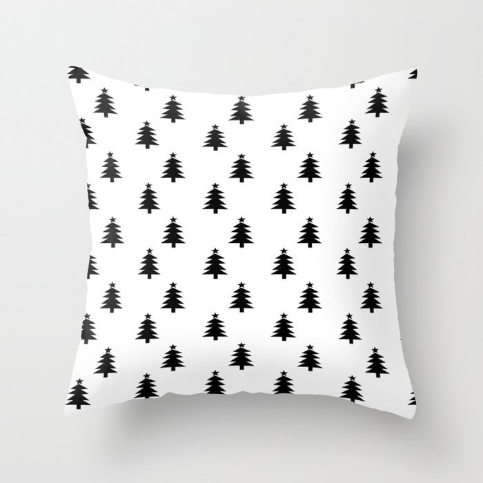 Black and White Christmas Trees Throw Pillow | Society6